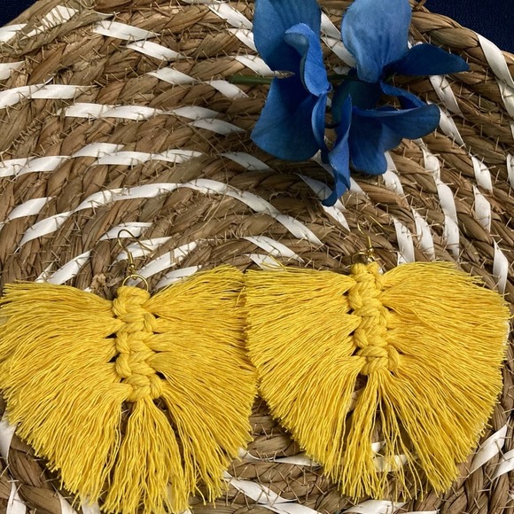 Handcrafted Macrame Feathered Earrings Multiple Colors - Picture 2 of 10